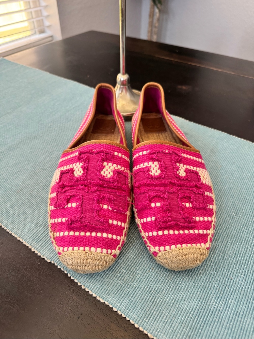 Tory Burch Pink Woven Espadrille Flats size 11